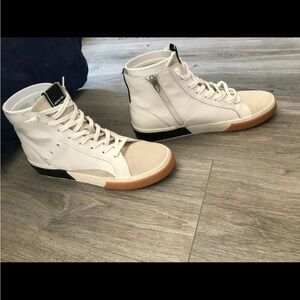 Dolce Vita White and Tan High-Top Sneakers